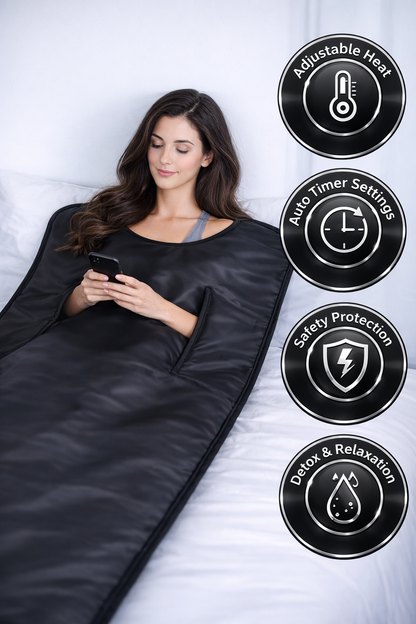 Manta de sauna infrarroja portátil – Sistema de desintoxicación en casa, pérdida de peso y terapia de relajación
